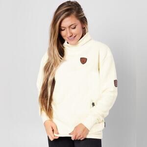 Wanakome Kimberly Cowl Neck Sweatshirt Oatmeal Cream Size XS